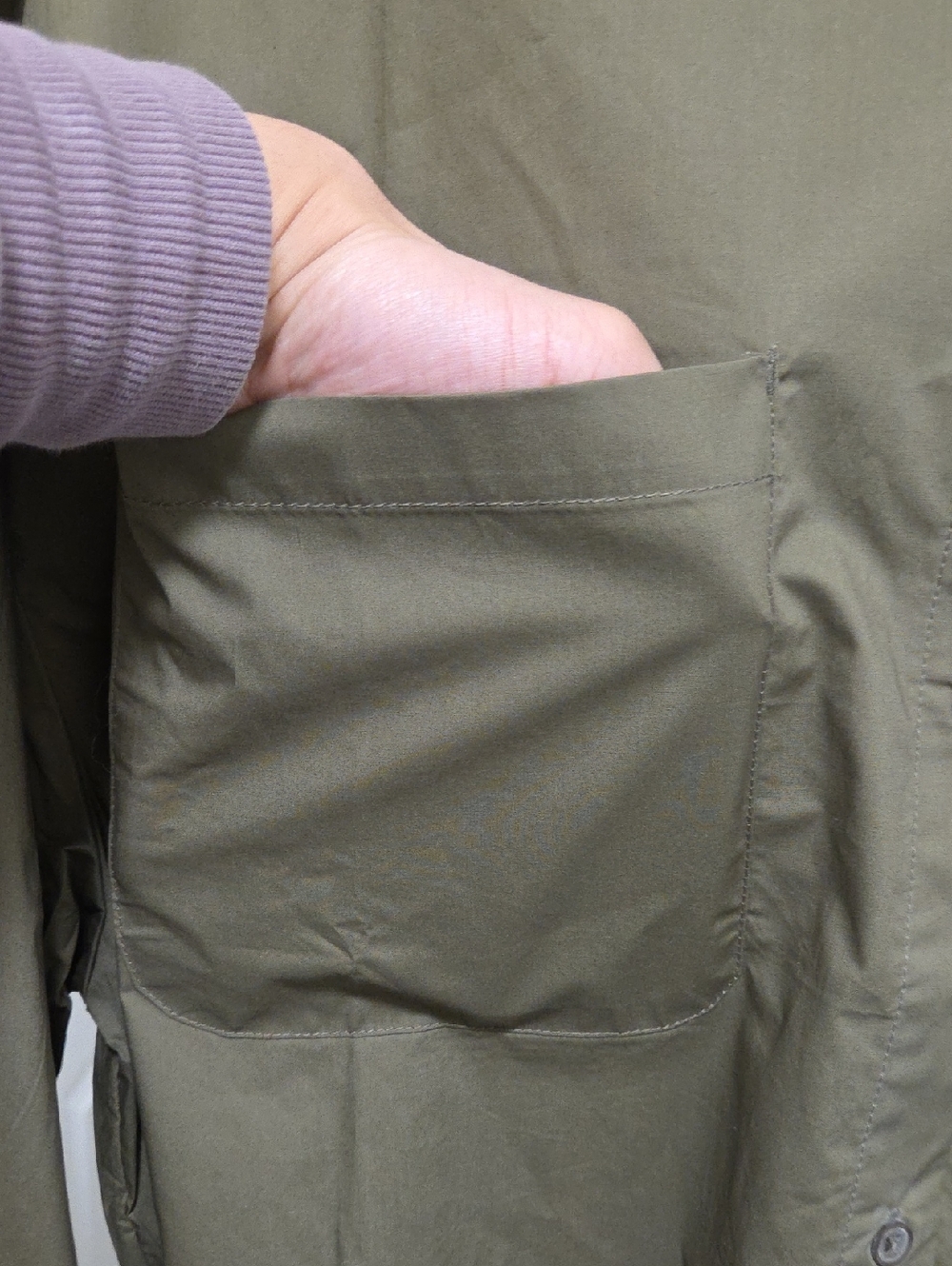 NWT Kuwalla Olive Green Cropped Button-Down Shirt | Minimalist 100% Thin Cotton - Picture 7 of 11